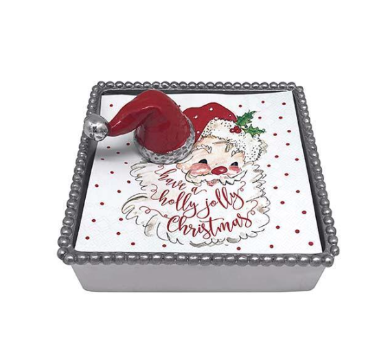 Red Santa Hat Beaded Napkin Box