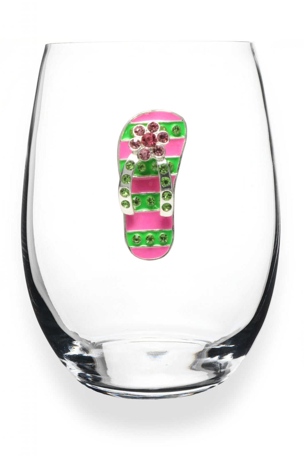 Pink Stripe Flip Flop Stemless